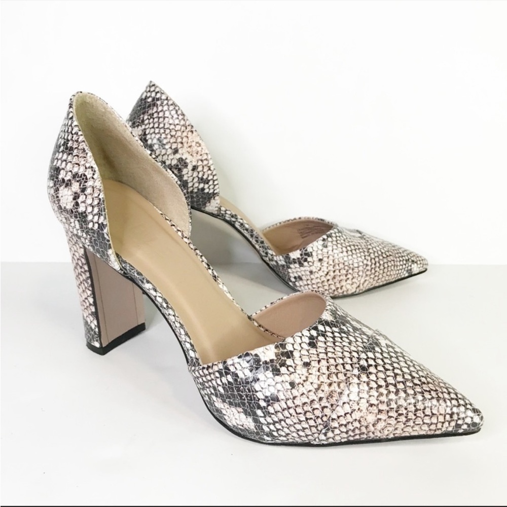 ABLE Snakeskin Block Heels